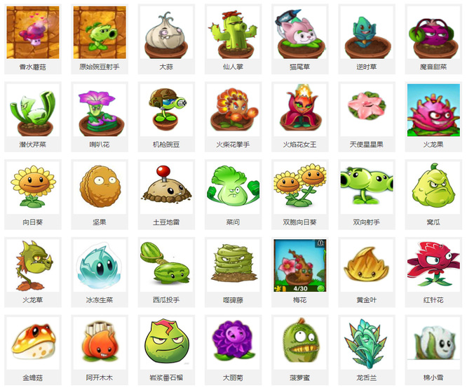 pvz2国际版所有植物图图片